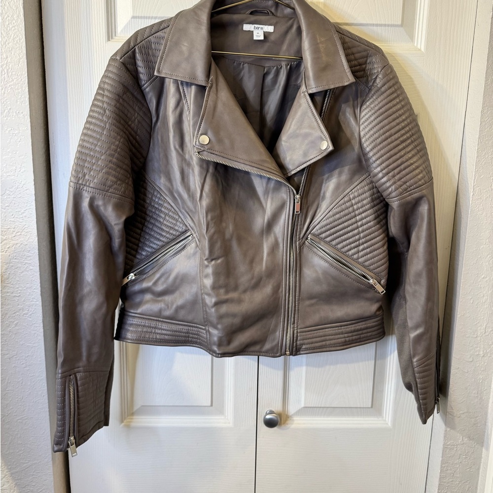 Bar‎ III Taupe Leather Jacket